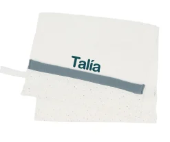 Toalla Guardería Rainbow Dots Azul Personalizable