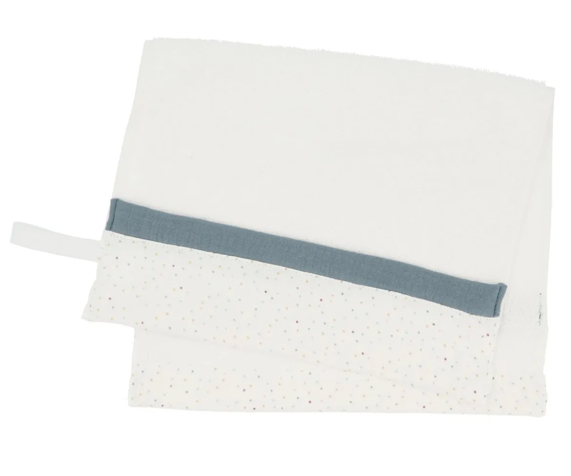 Toalla Guardería Rainbow Dots Azul Personalizable