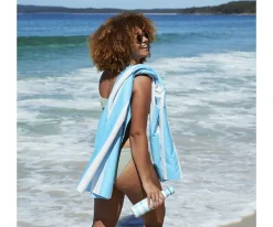 Toalla Playa Extra Large Microfibra Cabana Azul Pastel Personalizable