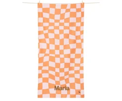 Toalla Playa Extra Large Microfibra Summer Check Naranja Personalizable