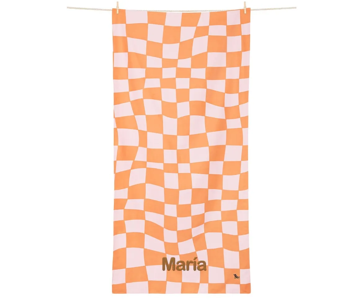 Toalla Playa Extra Large Microfibra Summer Check Naranja Personalizable