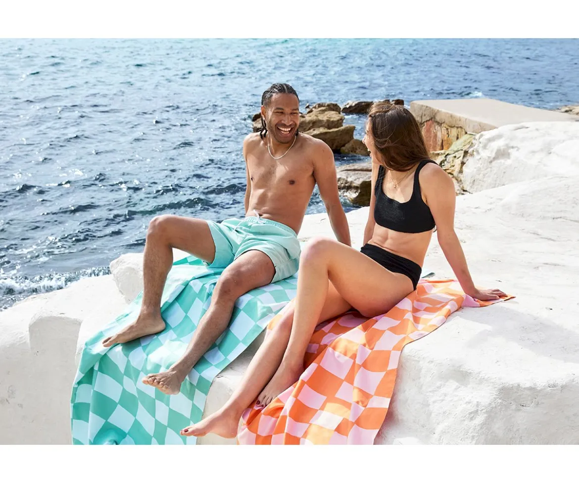 Toalla Playa Extra Large Microfibra Summer Check Verde Personalizable