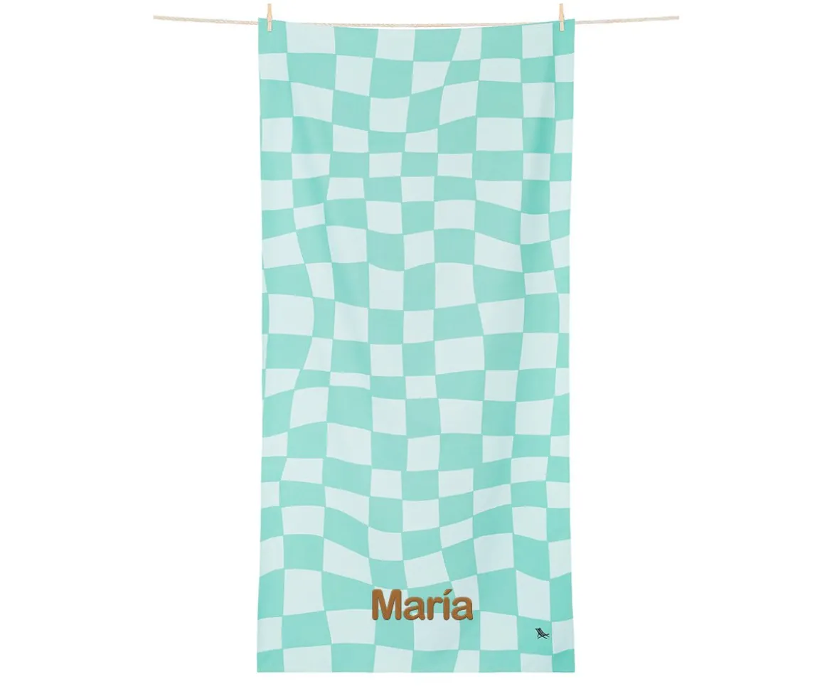 Toalla Playa Extra Large Microfibra Summer Check Verde Personalizable