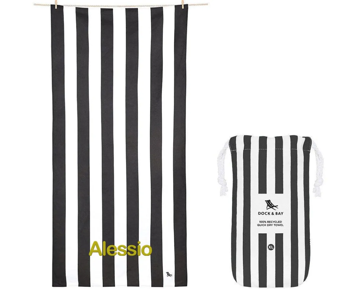 Toalla Playa Large Microfibra Cabana Negra Personalizable
