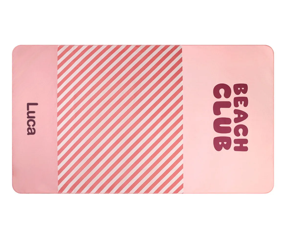 Toalla Playa Microfibra Stripes Bloom & Blush Personalizable