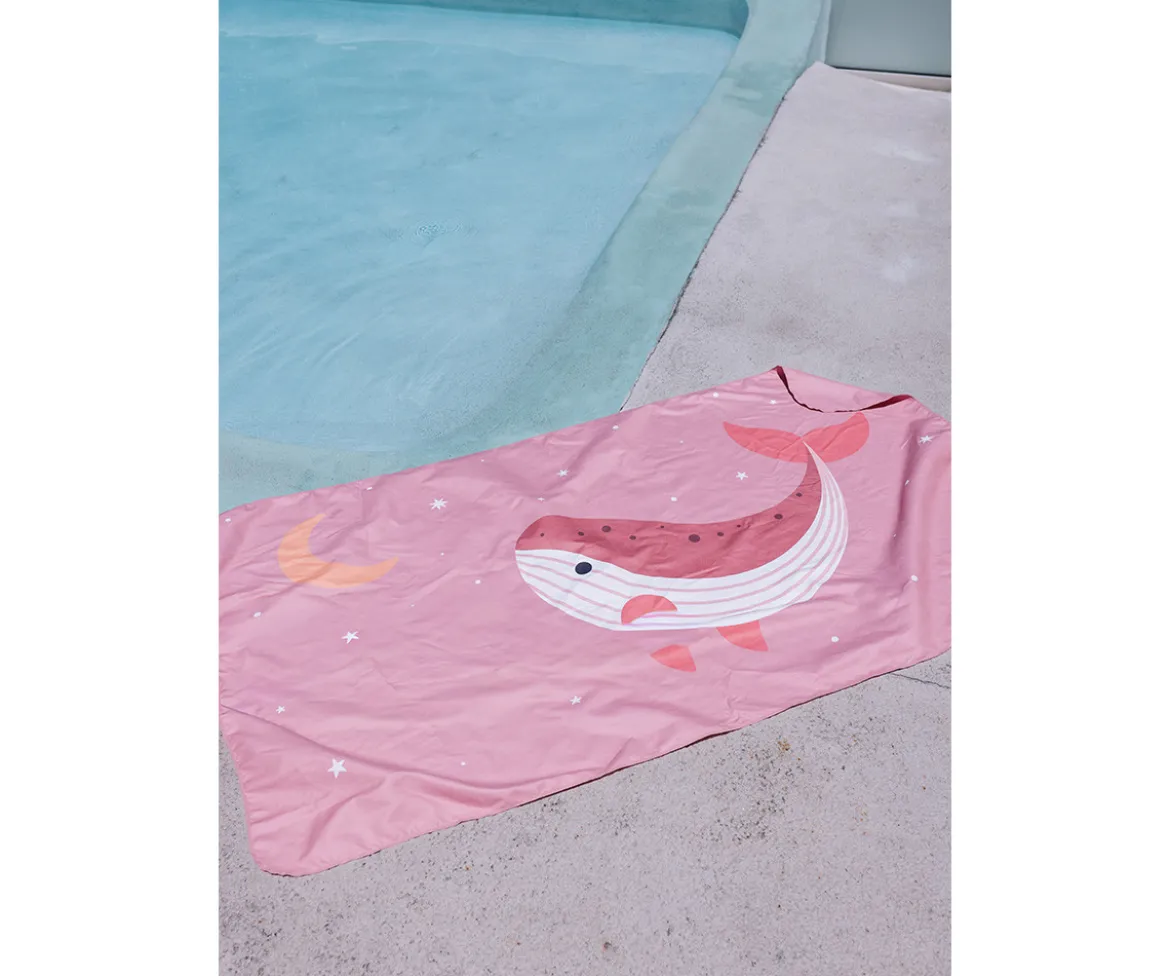 Toalla Playa Microfibra Whale Pink Personalizable