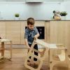Torre Aprendizaje Montessori Mesa y Silla Natural / Plateado