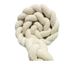 Trenza Protector de Cuna Teddy 180 cm Blanca
