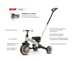 Triciclo y Bicicleta de Equilibrio Trike Stager 3 en 1 Beige (2-6 años)