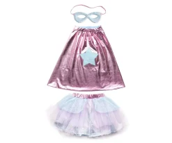 Tutú, Capa y Máscara Super-Duper Metallic Pink/Light Blue 4-6 años