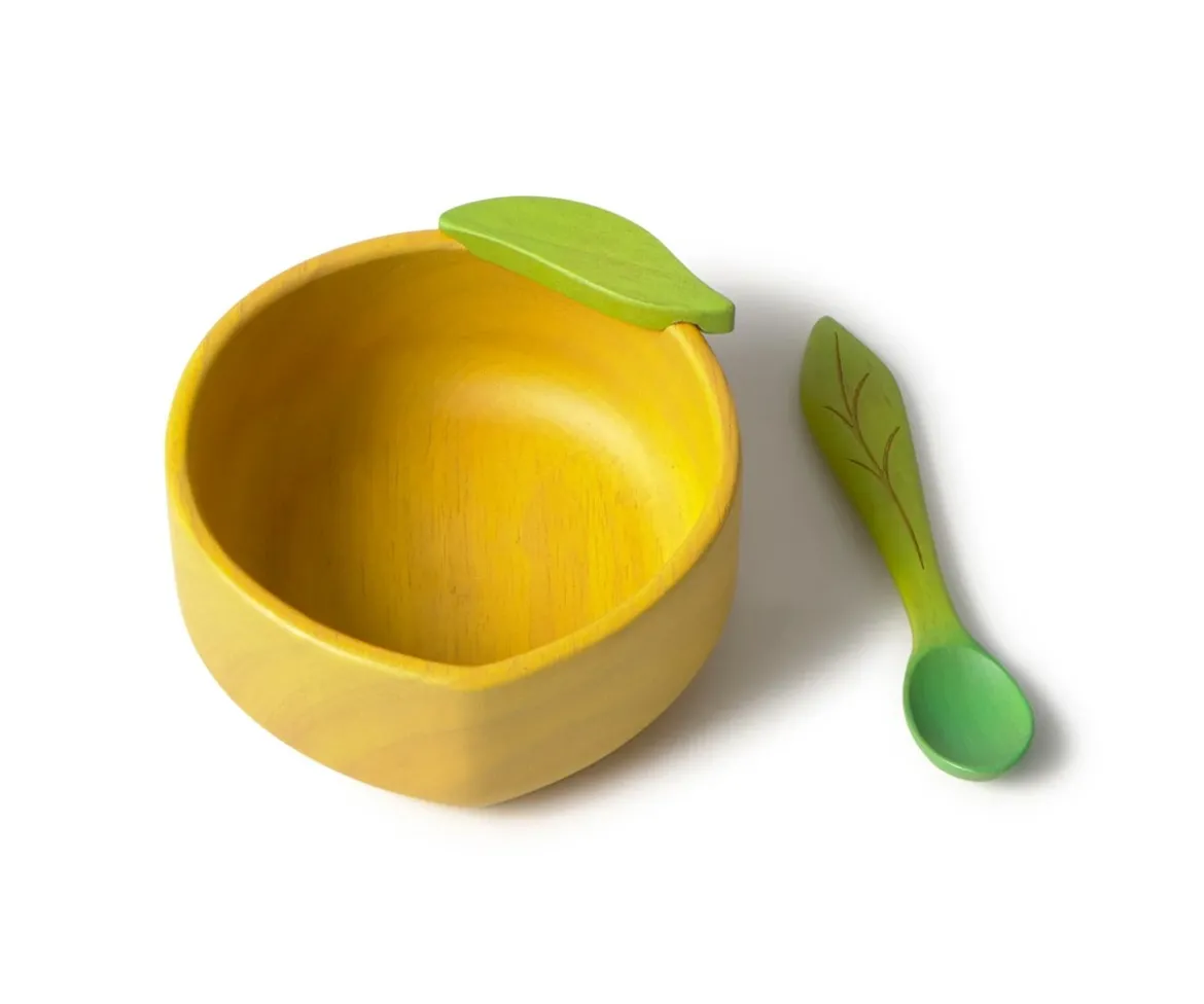 Vajilla Infantil Bol y Cuchara de Madera Lou The Lemon