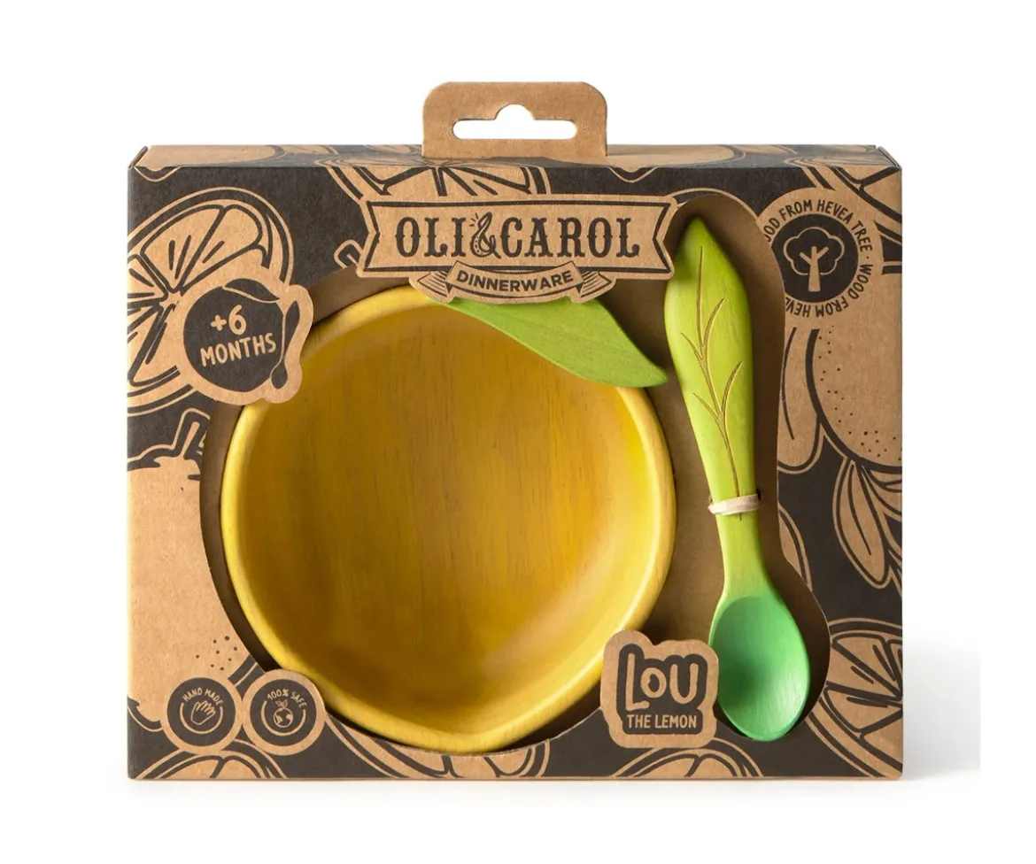 Vajilla Infantil Bol y Cuchara de Madera Lou The Lemon