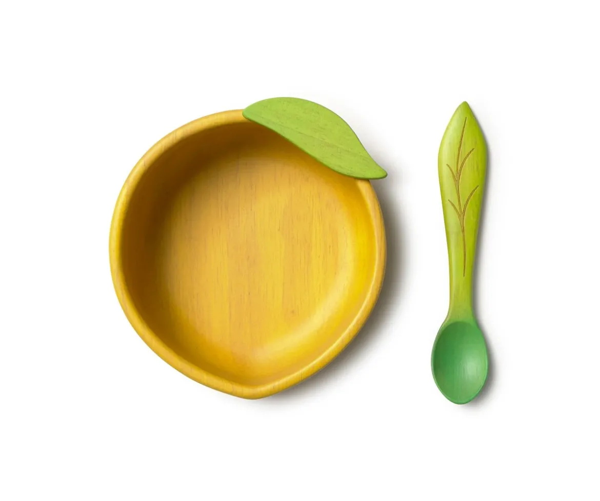 Vajilla Infantil Bol y Cuchara de Madera Lou The Lemon