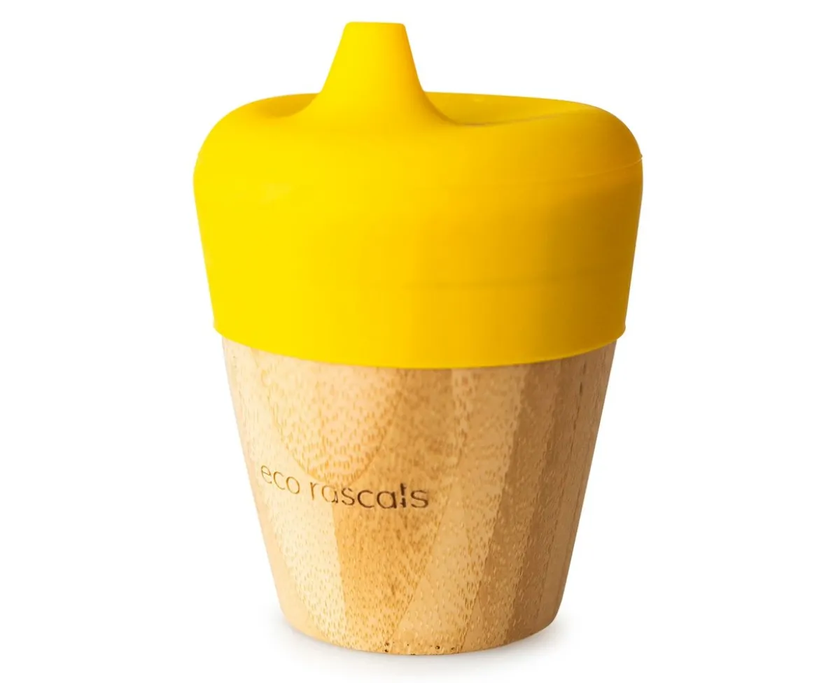 Vaso Bambú Amarillo con Tapa 190ml