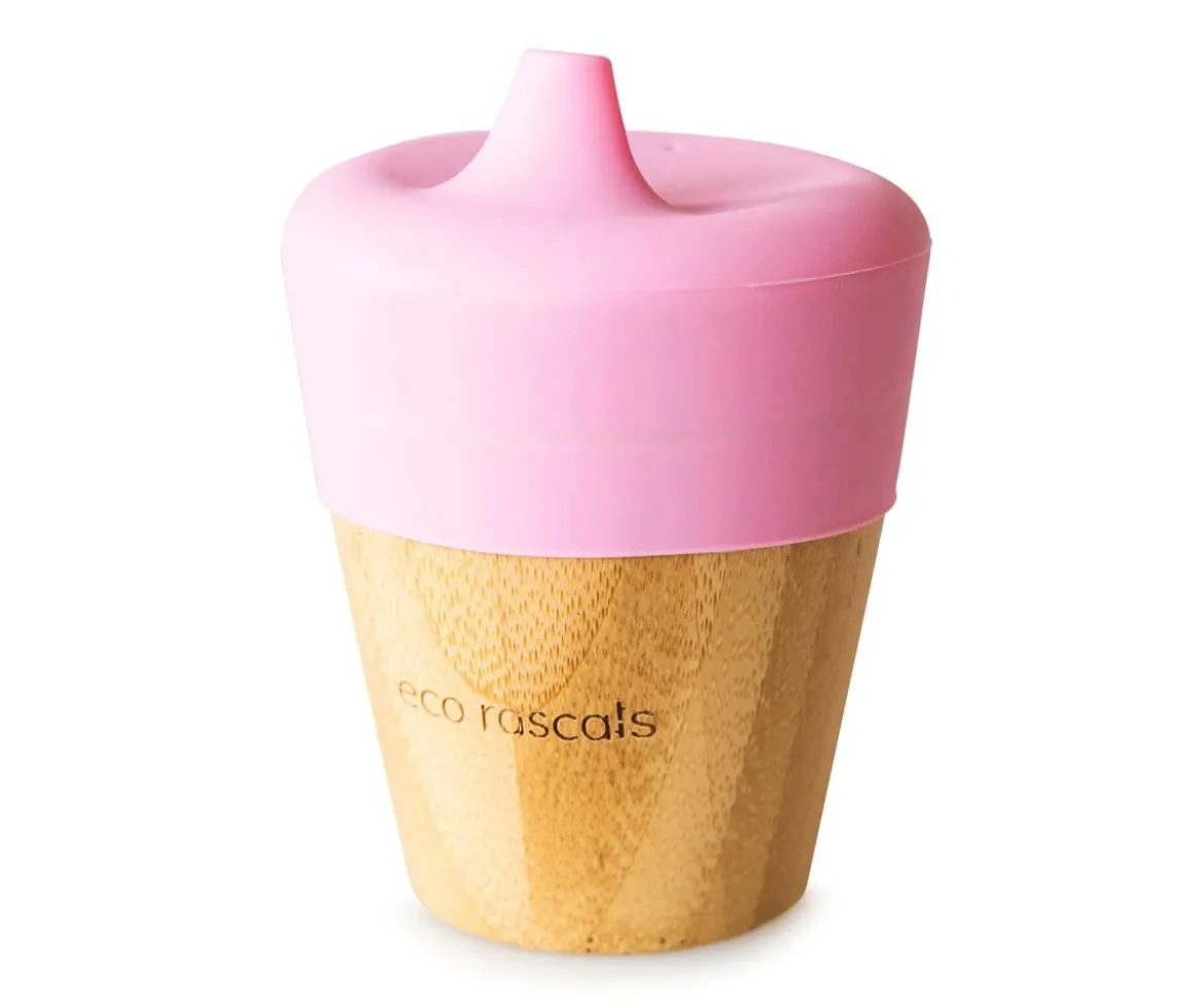 Vaso Bambú Rosa con Tapa 190ml