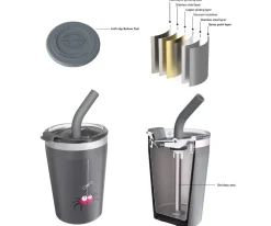 Vaso Termo Hermético con Pajita TEMP Tumbler Araña Grey