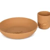 Vaso y Plato de Silicona Dino Almond