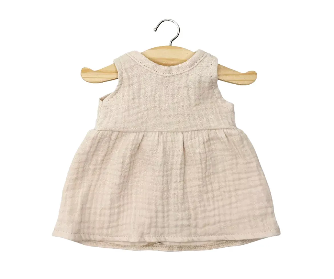 Vestido Faustine sin Mangas en Gasa de Algodón Mastic para Muñeco Gordis