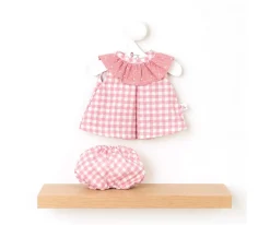 Vestido Guille Cuadros Rosas Cuello Gasa Rosa