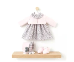 Vestido Leo Flores Grises con Chaqueta Rosa