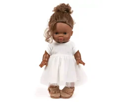 Vestido Tutú Rosana Manga Corta Blanco para Muñeco Gordis